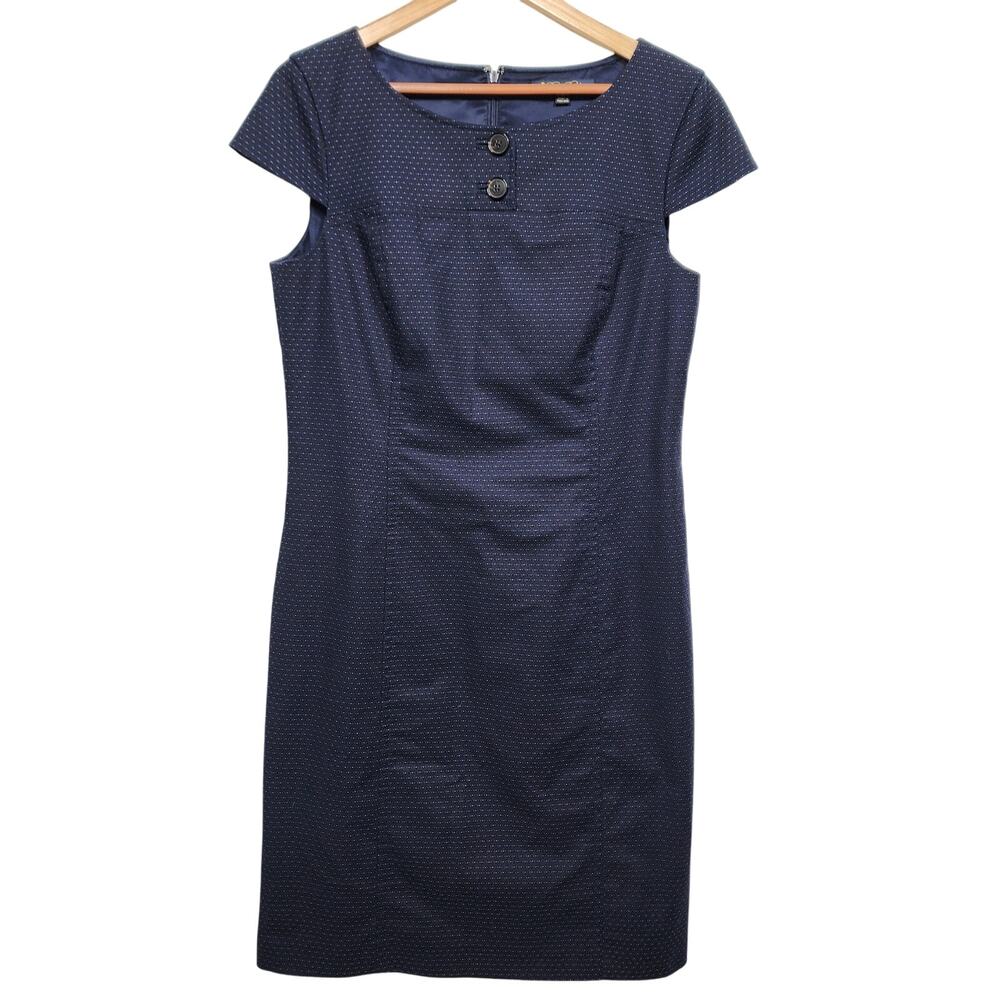 Women's Brooks Brothers Navy Cap Sleeve Sheath Dress Size 12